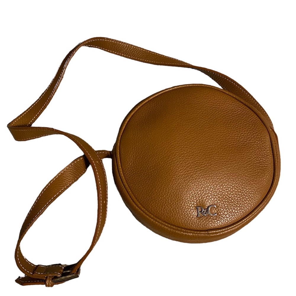 ROSSI AND CARUSO Tan Leather Round Circle Shoulder Bag RARE!!!